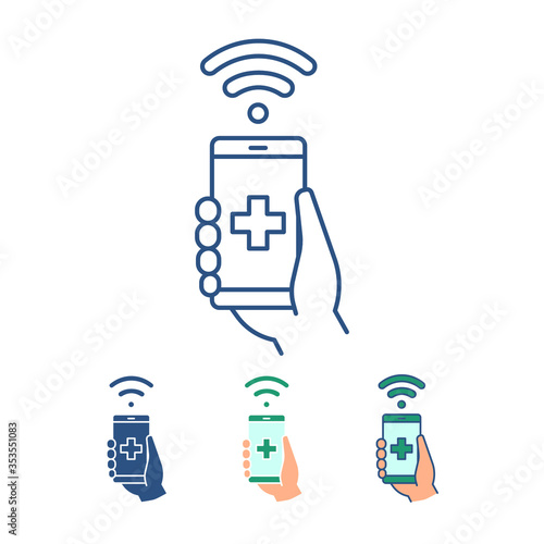 Online doctor medical consultation in covid-19 pandemic quarantine, coronavirus. Emergency call for healthcare service. Call doctor, emergency time icon. Vector illustration On white background EPS10
