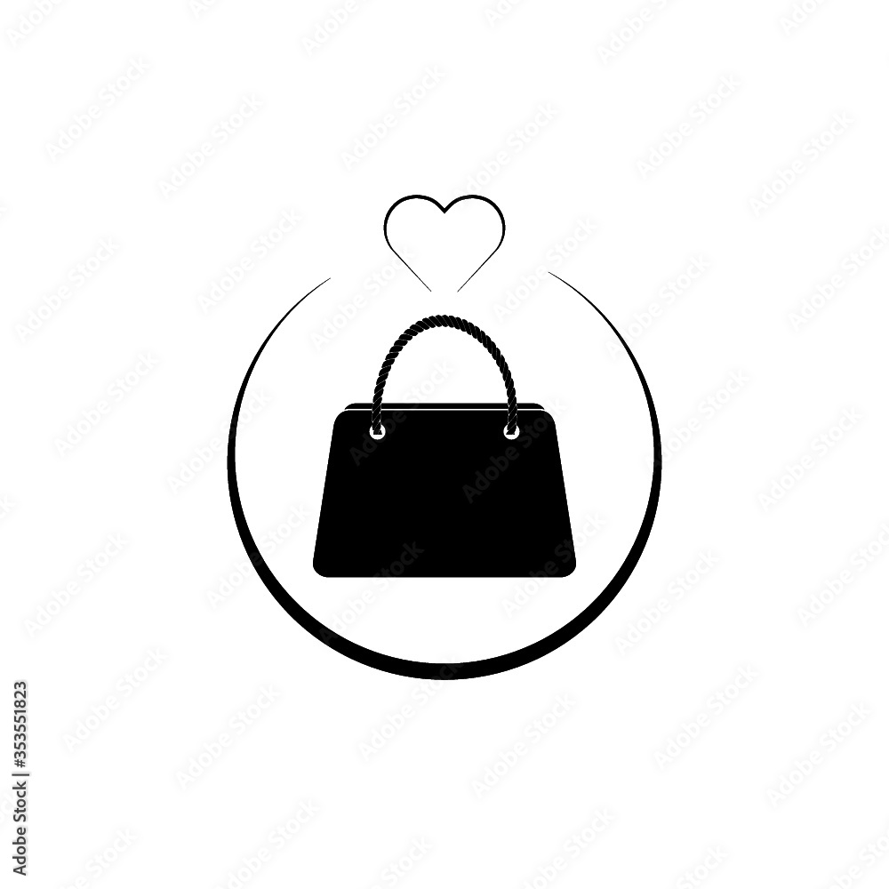 Female black handbag icon on white background Female black handbag icon on white background