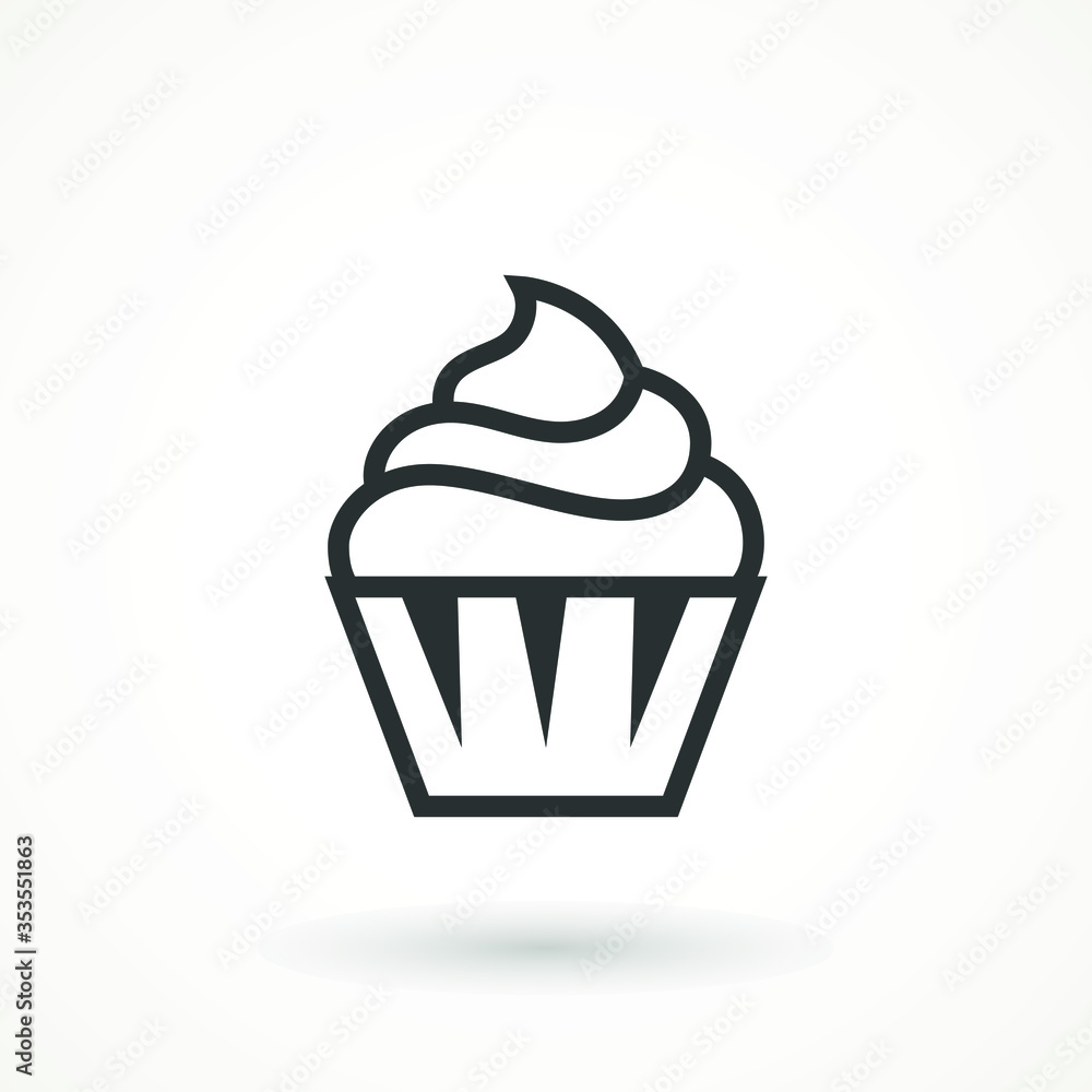 vanilla cream cupcake muffin icon illustration confectionery bakery pastry line icon sign logo on isolated background Sweet food symbol vanilla cream cupcake muffin icon illustration confectionery bakery pastry line icon sign logo on isolated background Sweet food symbol