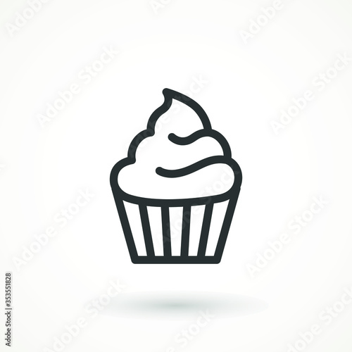 vanilla cream cupcake muffin icon illustration confectionery bakery pastry line icon sign logo on isolated background Sweet food symbol