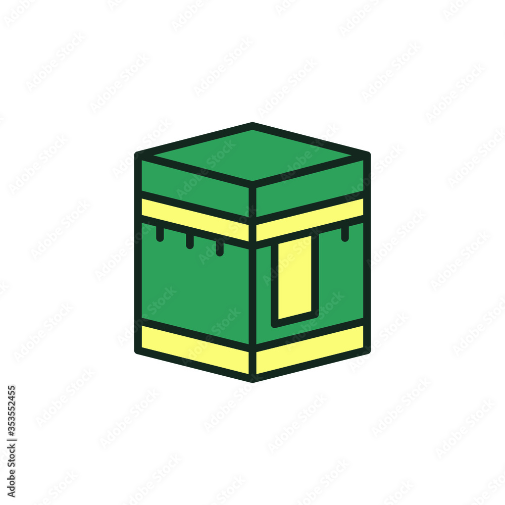 Kaabah mecca, makkah. Eid Al-adha mubarak, hajj mabrour. Islam qibla or Muslim the holy place. Kareem. Eid, islam, kabah, mubarak, ramadan icon. Vector illustration. Design on white background. EPS10. Kaabah mecca, makkah. Eid Al-adha mubarak, hajj mabrour. Islam qibla or Muslim the holy place. Kareem. Eid, islam, kabah, mubarak, ramadan icon. Vector illustration. Design on white background. EPS10.