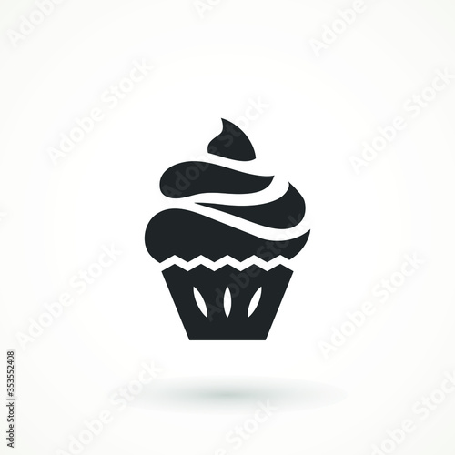 vanilla cream cupcake muffin icon illustration confectionery bakery pastry icon sign logo on isolated background Sweet food symbol