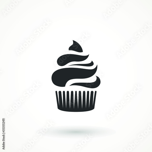 vanilla cream cupcake muffin icon illustration confectionery bakery pastry icon sign logo on isolated background Sweet food symbol