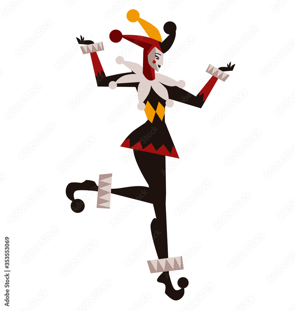Fototapeta premium happy cute cool harlequin clown girl