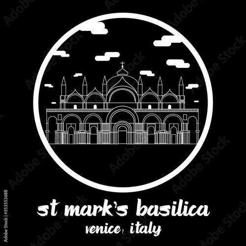 Circle Icon line St Mark’s Basilica. Vector illustration