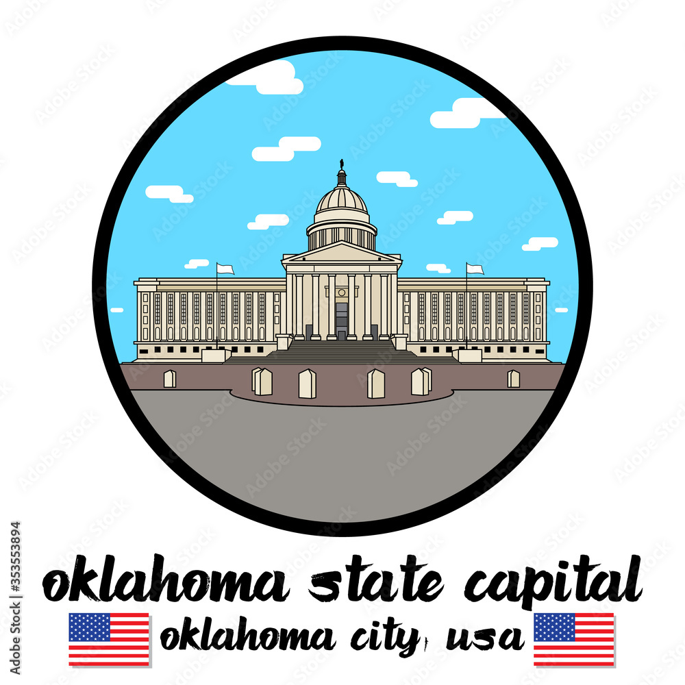 Circle Icon Oklahoma State Capital. vector illustration