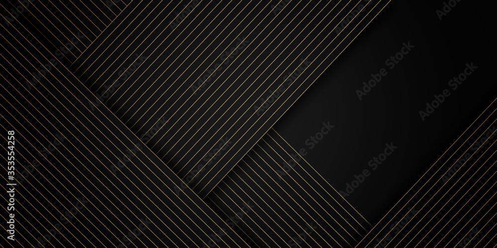 Obraz premium Gold abstract lines on black background 