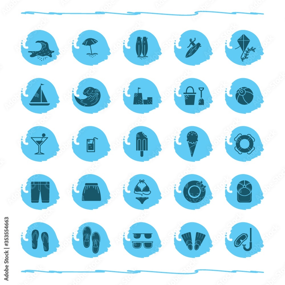 Collection of beach icons Collection of beach icons