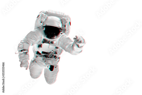 Fototapeta Naklejka Na Ścianę i Meble -  astronaut flies over the white backgrounds. Glitch EffectsElements of this image furnished by NASA