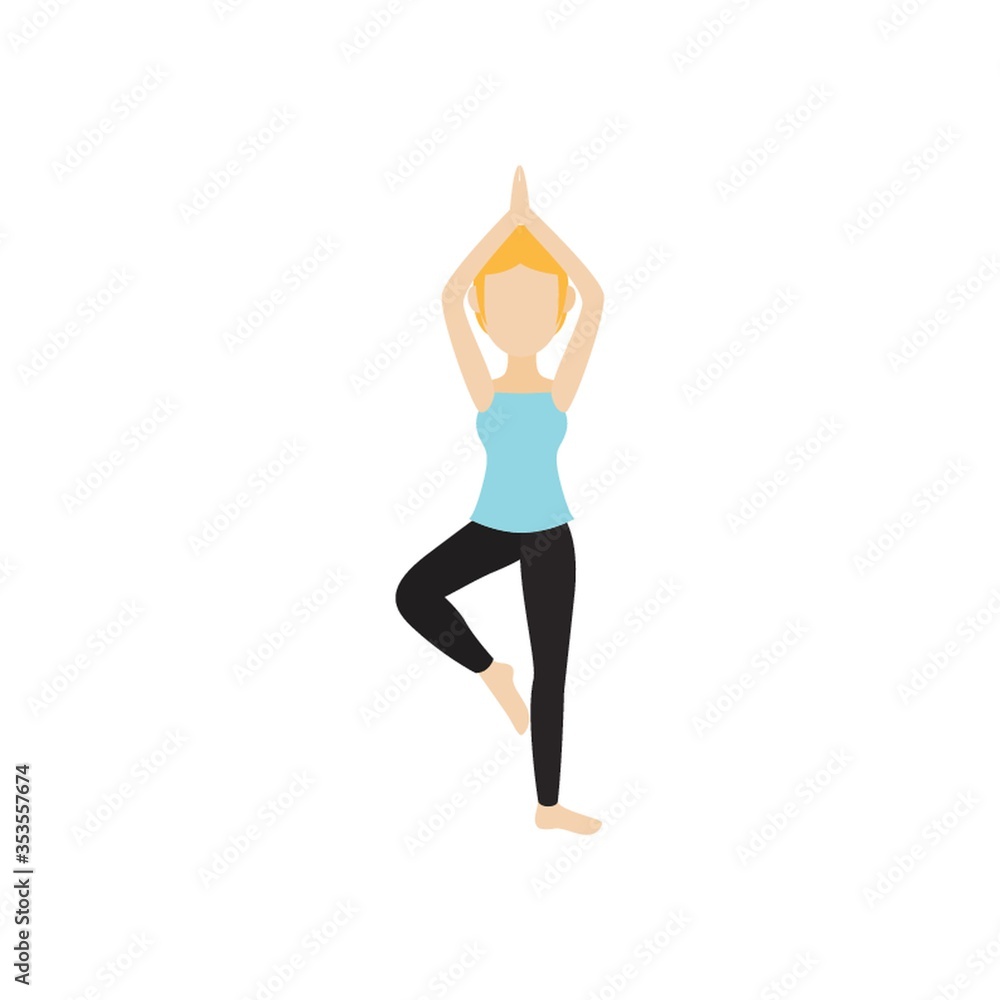 Girl practicing yoga in tree pose Girl practicing yoga in tree pose