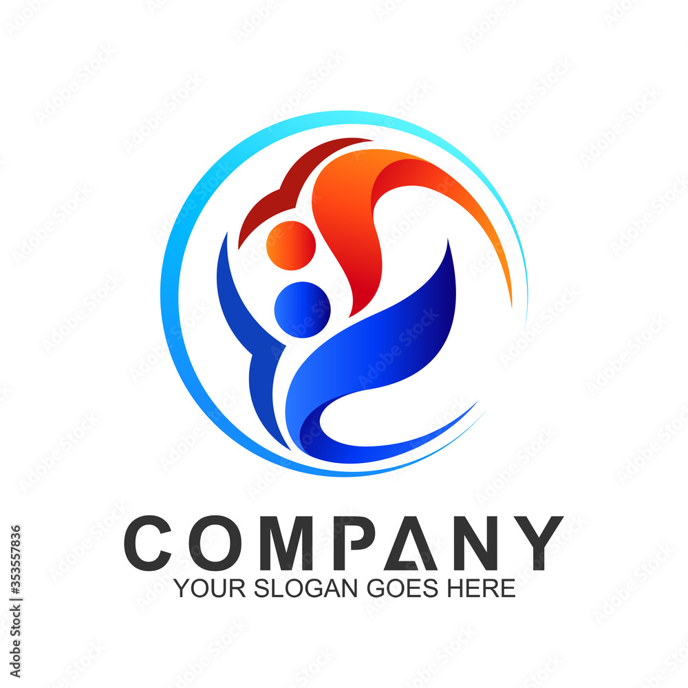 People Care Logo, Foundation Corporate, Happy Family Vector Logo People Care Logo, Foundation Corporate, Happy Family Vector Logo