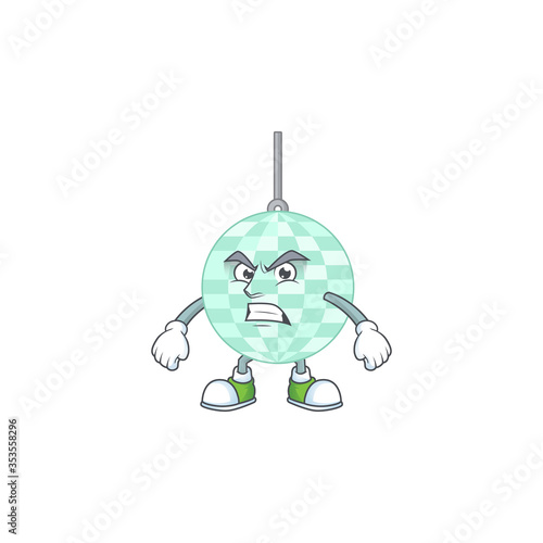 cartoon drawing of disco ball showing angry face