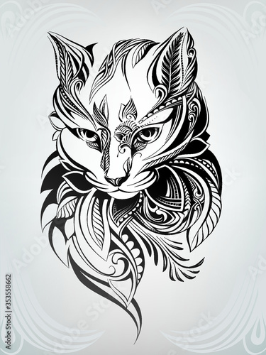 Cat head in the ornament