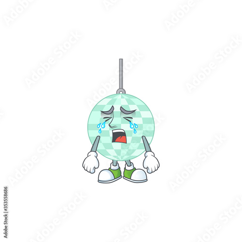 A crying disco ball cartoon character drawing concept