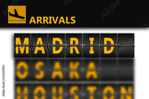 Madrid on airport arrivals flipping panel