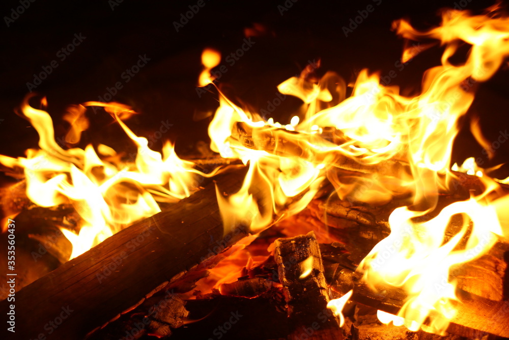 Naklejka premium fire in fireplace