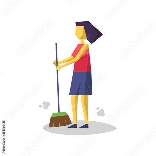 Girl with broomstick