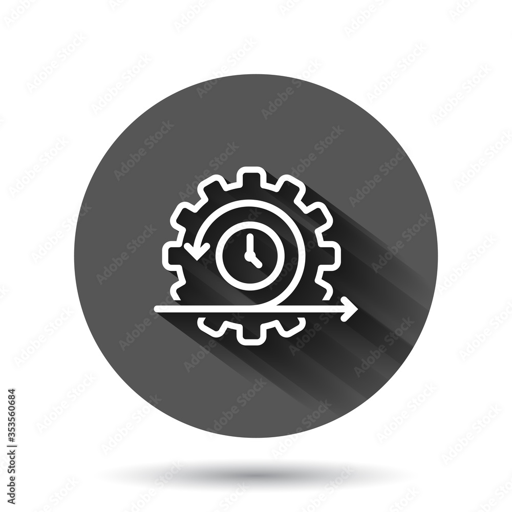 Agile icon in flat style. Flexible vector illustration on black round background with long shadow effect. Arrow cycle circle button business concept. Agile icon in flat style. Flexible vector illustration on black round background with long shadow effect. Arrow cycle circle button business concept.