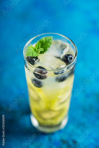 Blueberry cocktail with kiwi fruit. Selective focus. Shallow depth of field.