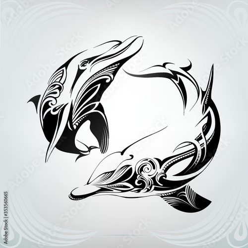 Dolphins in a decorative ornament