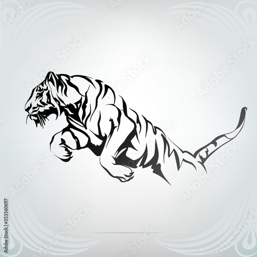 Tiger in jump, illustration design