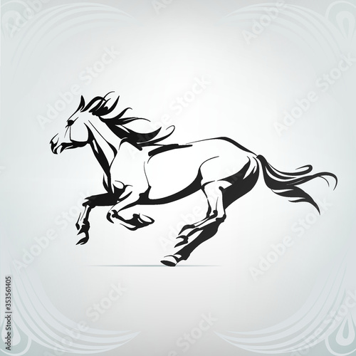 Vector silhouette of a running horse