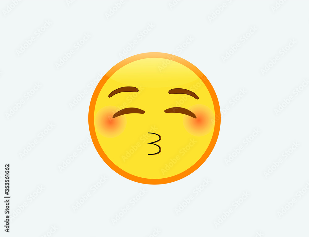 Fototapeta premium Vector illustration of Kissing Face with Closed Eyes