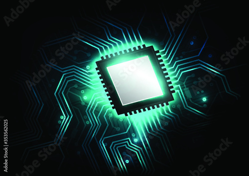 circuit board background in glowing light 