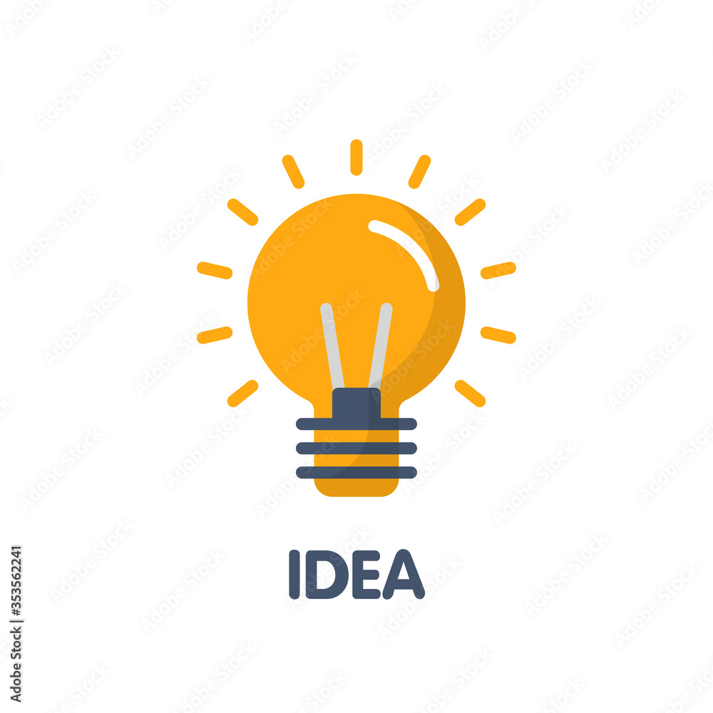 Bulb idea flat icon style design illustration on white background Bulb idea flat icon style design illustration on white background