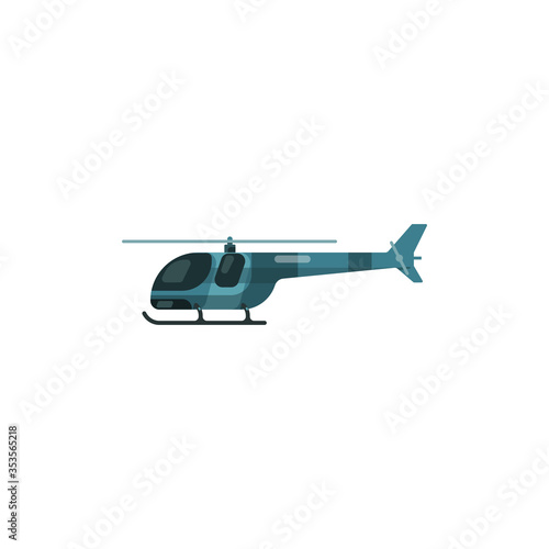 Helicopter icon, flat design helicopter, vector illustration, isolated on white background