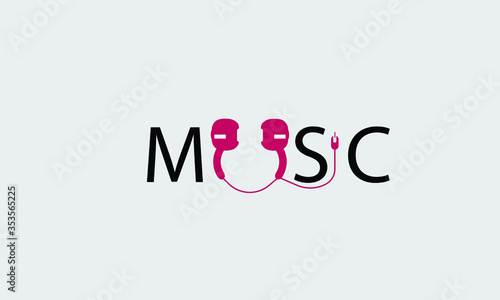 MUSIC TYPOGRAPHY vector logo monogram template
