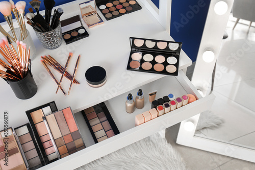 Table with makeup cosmetics...