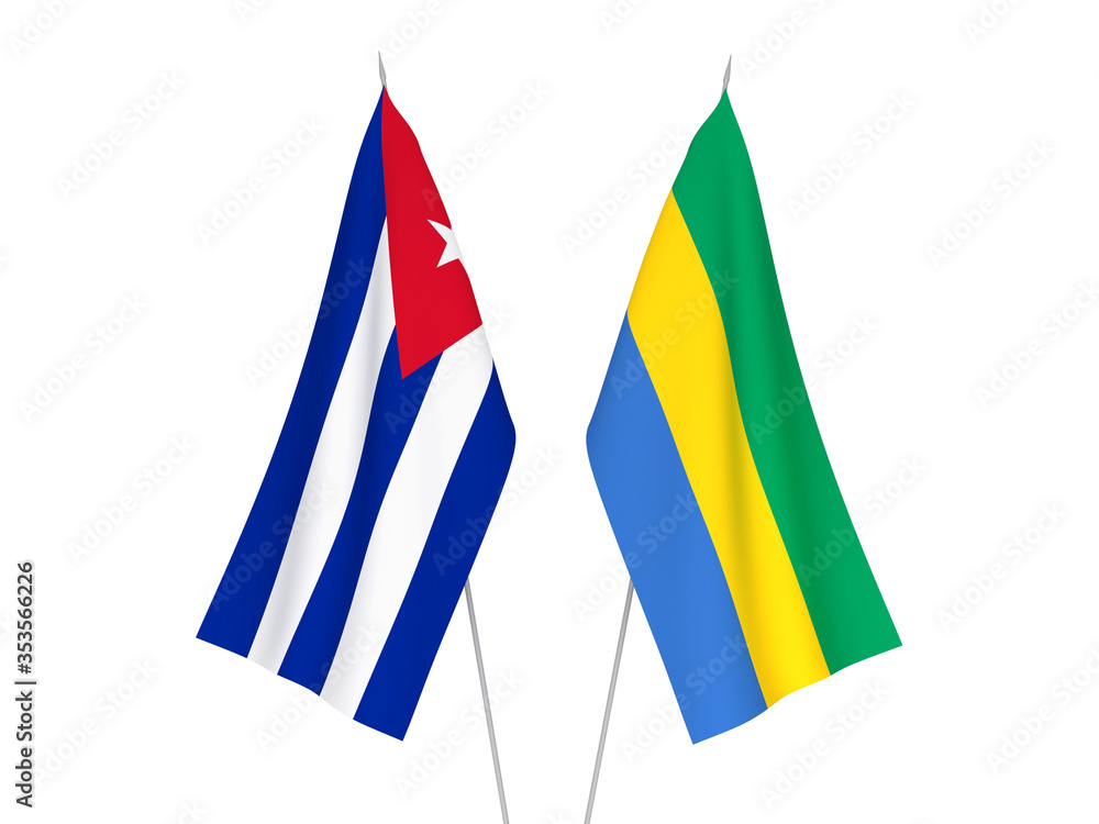 Cuba and Gabon flags