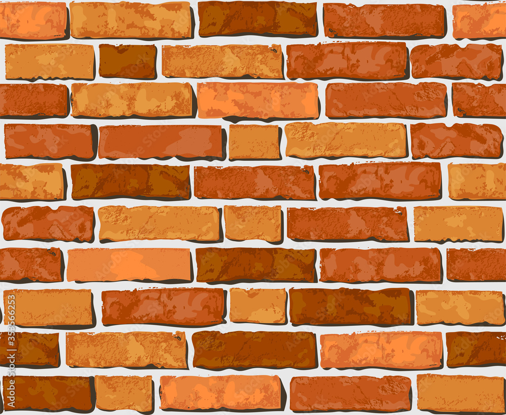 nedsænket homoseksuel Når som helst Realistic Vector brick wall seamless pattern. Flat wall texture. Red  textured brick background for print, paper, design, decor, photo background  Stock Vector | Adobe Stock