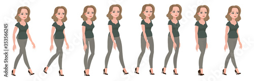 Beautiful middle-aged woman. Gait of a female character, animated sprites.