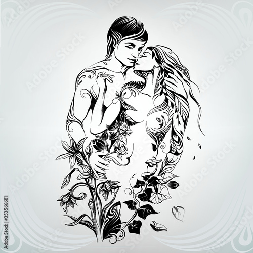 Silhouette of a loving couple