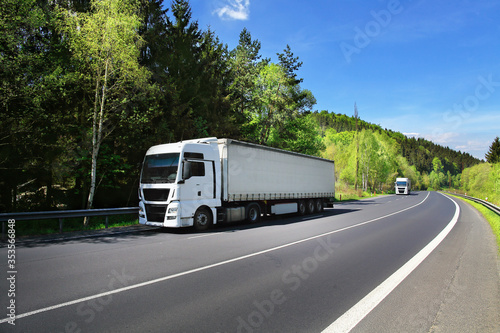 Truck transport on the road and cargo