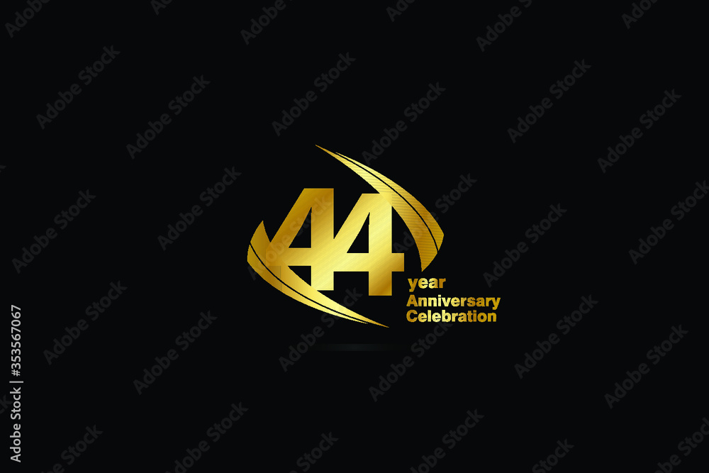 4 year minimalist logo years, jubilee, greeting card. Birthday invitation. Sign Cube Line Gold space vector illustration on black background - Vector