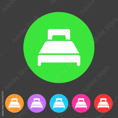 Double twin bed icon flat web sign symbol logo label