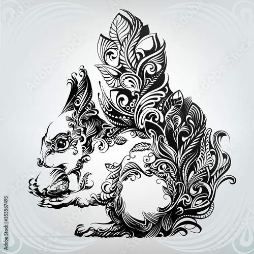Squirrel with walnut in ornament