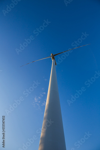 Wind turbines on sunny morning