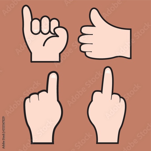 Set of hand gesture icons