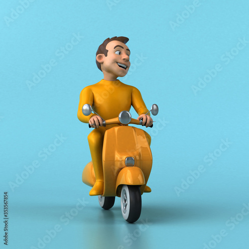 Fototapeta Naklejka Na Ścianę i Meble -  Fun 3D cartoon yellow character
