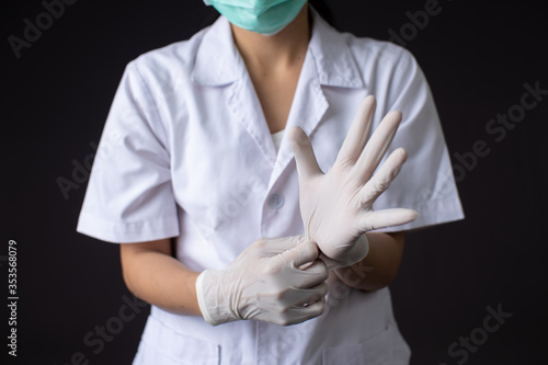 
white gloves to prevent infection put on hands