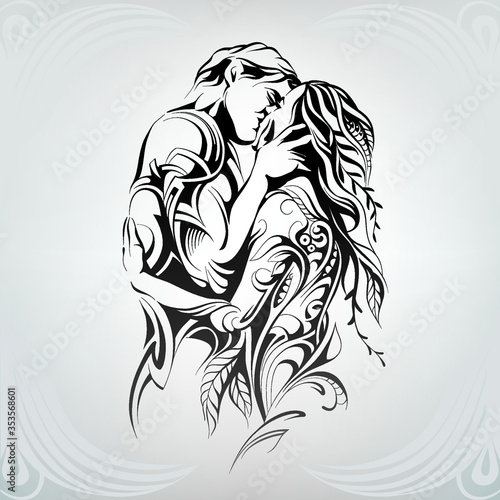 Silhouette of a loving couple