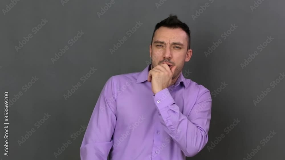 Closeup young man shows fear. He shows emotions professionally. Soft light. High-quality footage FullHD. Closeup young man shows fear. He shows emotions professionally. Soft light. High-quality footage FullHD.