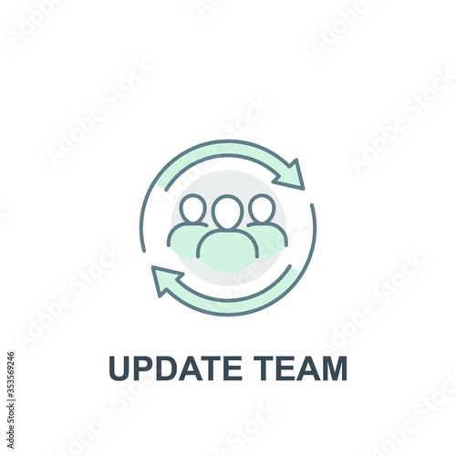 Team work partnership in collaboration strategy. Refresh team interaction. people with arrow reload for reorganization group. Update team icon. Vector illustration. Design on white background. EPS 10 photo