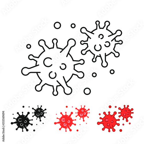 Coronavirus disease in covid-19 pandemic. Dangerous virus from wuhan made global pandemic. virus, corona, icon, line, flatt, outline, quarantine. Vector illustration. Design on white background. EPS10