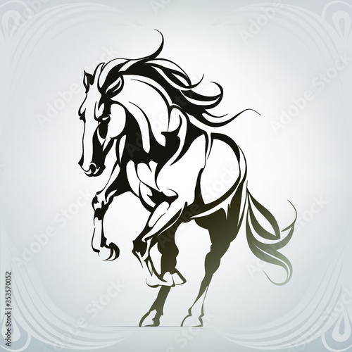 Vector silhouette of a running horse