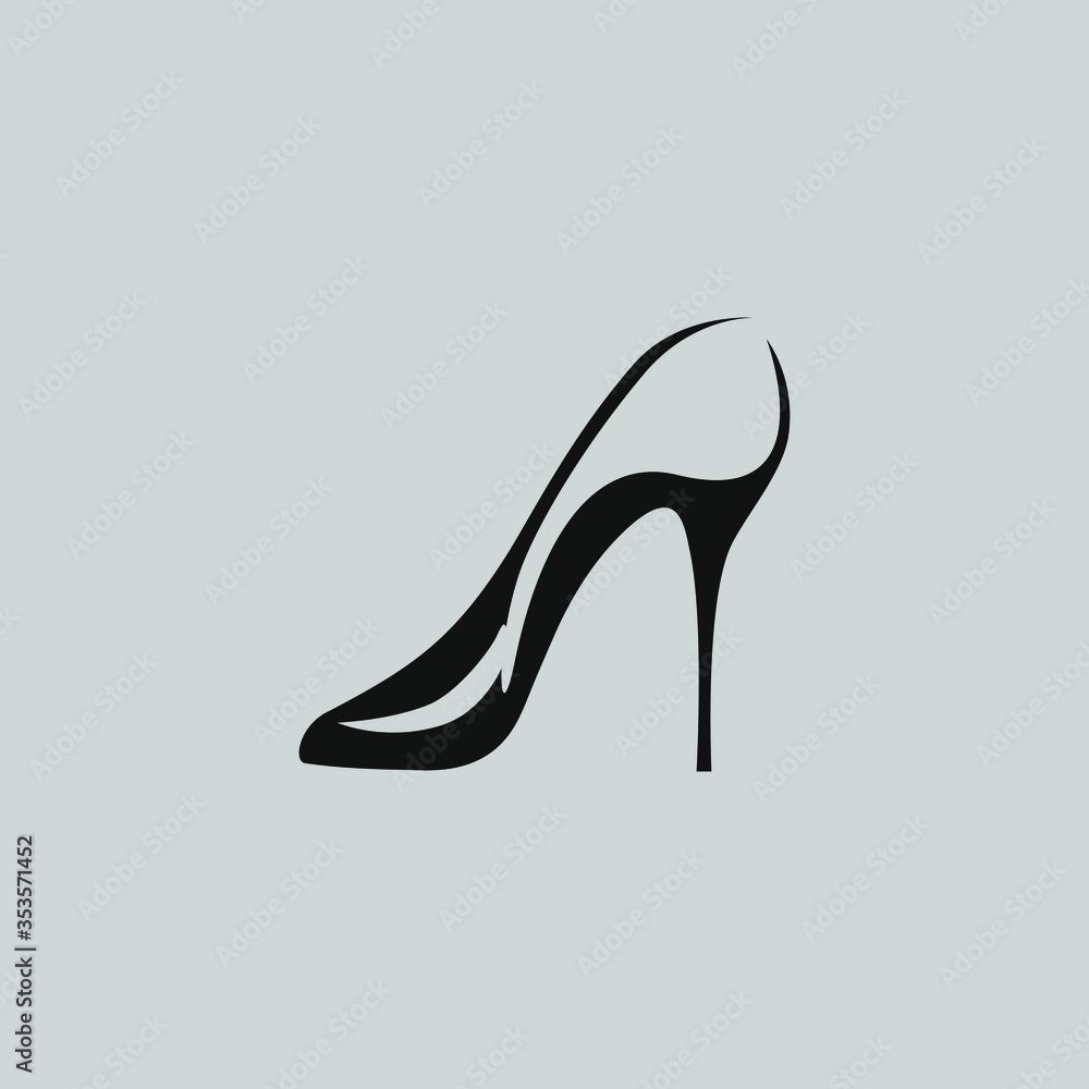 Fototapeta premium High heeled shoe symbol, icon on gray backdrop. Design element